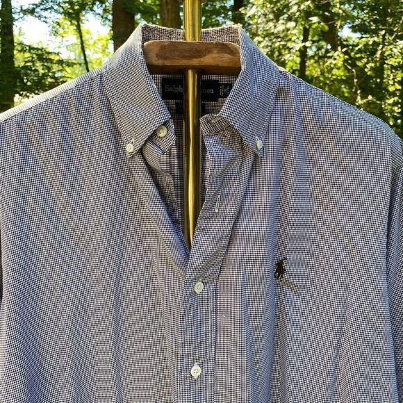 Vintage 80s Ralph Lauren Black Houndstooth Button Up Shirt - Picture 2 of 7